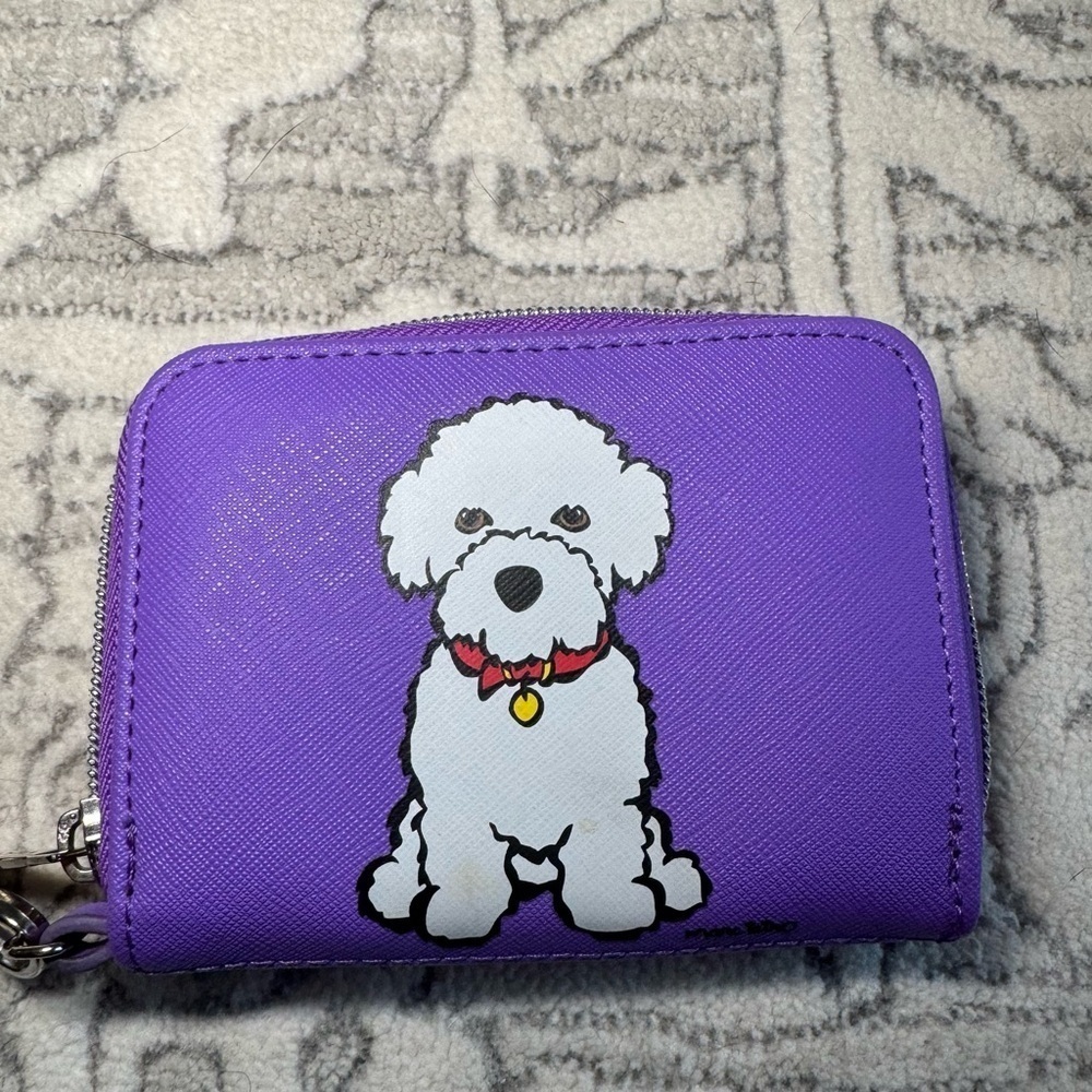 Marc Tetro French Bichon Puppy Dog zip around wallet